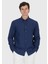 Lacivert Düz Casual Fit Dokuma Casual Pamuk Karışımlı Gömlek 1