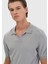 Açık Gri Polo Yaka Düz Örgü Triko 3