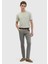Gri Düz Dokuma Slim Fit Casual Pamuk Karışımlı Pantolon 1