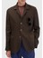Kahverengi Düz Shirt Shoulder Slim Fit %100 Keten Ceket 5