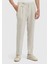 Kum Çizgili Dokuma Carrot Fit Casual %100 Keten Pantolon 2