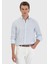 Mavi Çizgili Casual Fit Dokuma Casual %100 Keten Gömlek 1