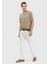 Ekru Düz Dokuma Regular Fit Casual Pamuk Karışımlı Pantolon 1