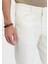Ekru Düz Dokuma Regular Fit Casual Pamuk Karışımlı Pantolon 3