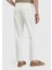 Ekru Düz Dokuma Regular Fit Casual Pamuk Karışımlı Pantolon 4