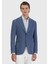 Açık Indigo Düz Shirt Shoulder Slim Fit Keten Karışımlı Ceket 3