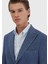 Açık Indigo Düz Shirt Shoulder Slim Fit Keten Karışımlı Ceket 4