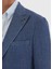Açık Indigo Düz Shirt Shoulder Slim Fit Keten Karışımlı Ceket 5