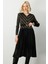 Eteği Piliseli V Yaka Elbise Siyah 04915 1