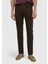 Kahverengi Düz Dokuma Slim Fit Casual Pamuk Karışımlı Pantolon 2