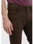 Kahverengi Düz Dokuma Slim Fit Casual Pamuk Karışımlı Pantolon 3