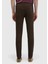 Kahverengi Düz Dokuma Slim Fit Casual Pamuk Karışımlı Pantolon 5