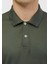 Haki Düz Polo Yaka %100 Pamuk T-Shirt 4