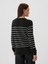 Kadın Siyah Dokulu Çizgili Bisiklet Yaka Kazak 10