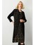 Tül Detaylı Akordiyon Kumaş Elbise Siyah 04901 2