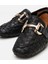 01AYH303950A100 KADIN Deri Siyah Örgü Detaylı Tokalı Klasik Loafer 15