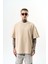 Erkek Goodly Nakışlı Oversize T-Shirt Bej 2