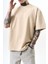 Erkek Goodly Nakışlı Oversize T-Shirt Bej 5