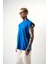 Erkek Basic Sıfır Kol Oversize T-Shirt Mavi 2