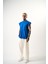 Erkek Basic Sıfır Kol Oversize T-Shirt Mavi 5