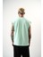 Erkek Basic Sıfır Kol Oversize T-Shirt Su Yeşili 3