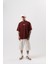 Erkek Alert Baskılı Yıkamalı Oversize T-Shirt Bordo 4