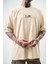 Erkek Flow Nakışlı Oversize T-Shirt Bej 5