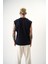 Erkek Basic Sıfır Kol Oversize T-Shirt Indigo 3