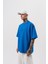 Erkek Focus Nakış Detaylı Oversize T-Shirt Saks 3