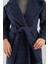 Lacivert Buklet Kaşe Oversize Kaban 5