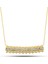 Gümüş Gold Zirkon Taşlı Kare Bar Kadın Kolye (BC-8715BA) 1