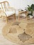 Floral Desenli Örgü Yuvarlak Natural Çift Taraflı Halı Boho 907 1