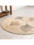 Floral Desenli Örgü Yuvarlak Natural Çift Taraflı Halı Boho 907 2