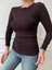 Kahve Bisiklet Yaka Yanı Büzgülü Bluz 1