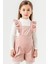 Pembe Kız Çocuk Kadife Fitilli Salopet 22688 4