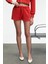 MOREVA Kadın Nakışlı Rahat Kırmızı Şort 2