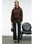 SELENE Kadın Kapüşonlu Kangru Cepli Regular Fit Kahverengi Sweatshirt 2