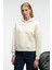 CLARIE Kadın Organik Pamuklu Oversize Kanguru Cepli Kapüşonlu Ekru Sweatshirt 2