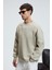 HAL Erkek Yuvarlak Yaka Önünde Ve Kollarında Süs Dikiş Detaylı Baskılı Regular Fit Taş Rengi Sweatsh 3