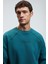 HAL Erkek Yuvarlak Yaka Önünde Ve Kollarında Süs Dikiş Detaylı Baskılı Regular Fit Yeşil Sweatshirt 5