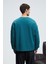 HAL Erkek Yuvarlak Yaka Önünde Ve Kollarında Süs Dikiş Detaylı Baskılı Regular Fit Yeşil Sweatshirt 6