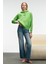 MELUREA Kadın Nakışlı Kapüşonlu Comfort Fit Fıstık Yeşili Sweatshirt 2