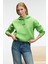 MELUREA Kadın Nakışlı Kapüşonlu Comfort Fit Fıstık Yeşili Sweatshirt 3