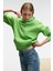 MELUREA Kadın Nakışlı Kapüşonlu Comfort Fit Fıstık Yeşili Sweatshirt 4