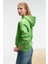 MELUREA Kadın Nakışlı Kapüşonlu Comfort Fit Fıstık Yeşili Sweatshirt 5