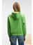 MELUREA Kadın Nakışlı Kapüşonlu Comfort Fit Fıstık Yeşili Sweatshirt 6