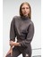 THALIA Kadın Arka Baskılı Ve Patch Detaylı Fermuarlı Dik Yakalı Antrasit Sweatshirt 3