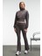 THALIA Kadın Arka Baskılı Ve Patch Detaylı Fermuarlı Dik Yakalı Antrasit Sweatshirt 5