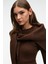 ENCANTO Kadın Yuvarlak Yaka Çizgi Desenli Slim Fit Kahverengi Elbise 3