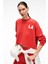 DELYRA Kadın Bisiklet Yaka Rahat Kesim Nakış Detaylı Kırmızı Sweatshirt 3